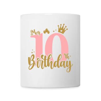 Ten Birthday Crown Pink Gold - Mug - white - Front