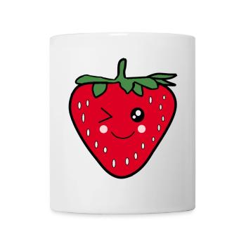 Funny Strawberry Food Design Kawaii Gift - Mug - white - Front