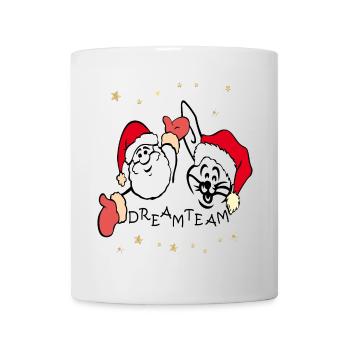 Dreamteam Weihnachtsmann und Osterhase - Tasse - Weiß - Vorne