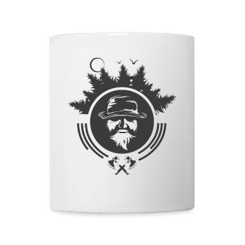 Symbole de survie de Bushcraft Icône de l’homme de la forêt Logo - Mug blanc - blanc - Devant