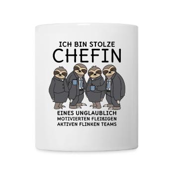 Stolze Chefin unglaublich fleißiges Team Faultiere - Tasse - Weiß - Vorne