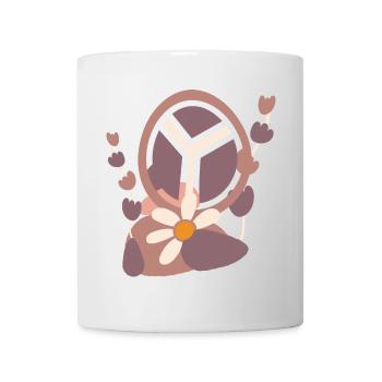 Friedenszeichen mit Blume - Tasse - Weiß - Vorne