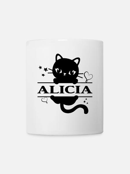 t-shirt Alicia t-shirt idée cadeau chat Katze - Mug blanc - blanc