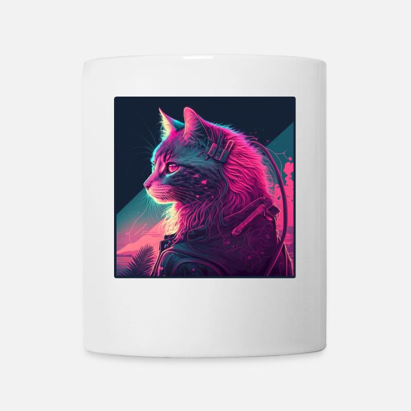 Cat Vaporwave Aesthetic Retro - Tasse - Weiß