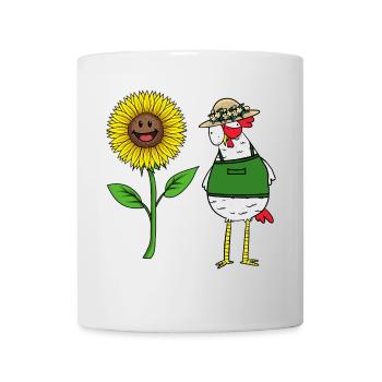 Jardinier Poulet Poule Tournesol Horticulture Pépinière - Mug blanc - blanc - Devant