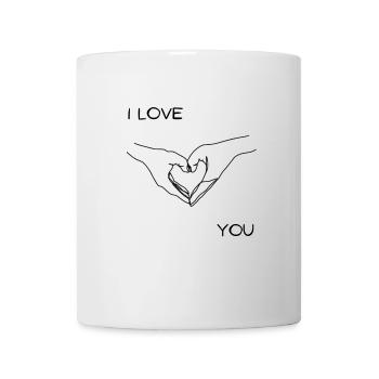 Ich liebe dich - Hände zu Herz - Tasse - Weiß - Vorne