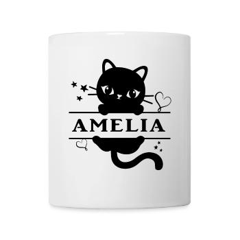 T-Shirt Amelia T-Shirt Katze Geschenkidee Katze - Tasse - Weiß - Vorne