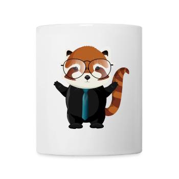 roter Panda Bär mit Nerd Brille und Krawatte - Tasse - Weiß - Vorne