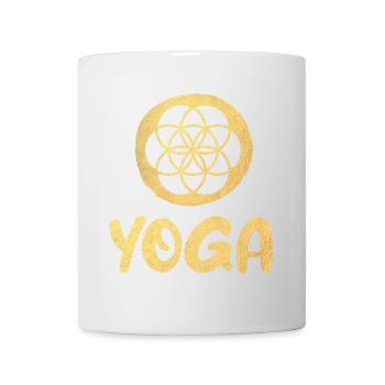Yoga Gold Flower of Life Blume des Lebens Ornament - Tasse - Weiß - Vorne
