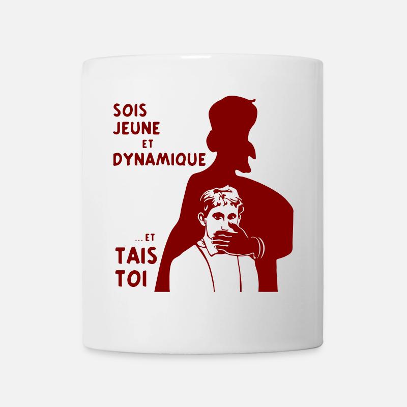 SOIS JEUNE ET TAIS TOI - MACRON / DE GAULLE - Mug blanc - blanc