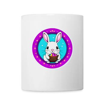 Lapin de Pâques et panier de Pâques - Mug blanc - blanc - Devant