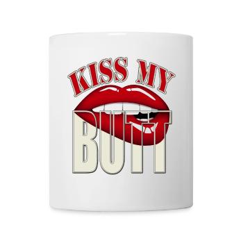 Embrasse mes fesses - avec les lèvres / bouche rouges - Mug blanc - blanc - Devant