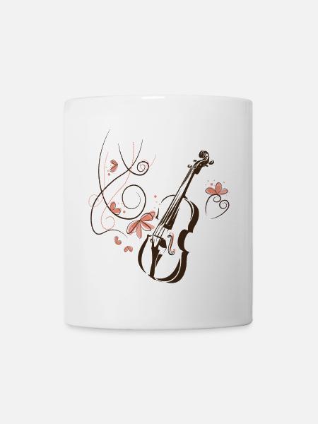 Violine Musiker Blumenranke - Tasse - Weiß