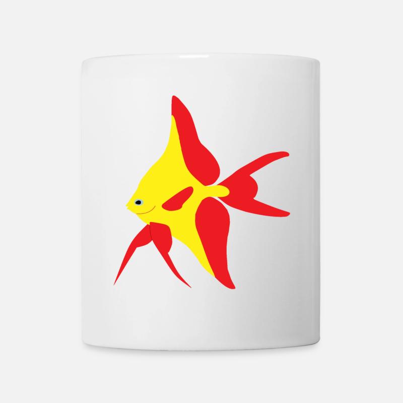 Poisson drapeau rouge et jaune - Mug blanc - blanc