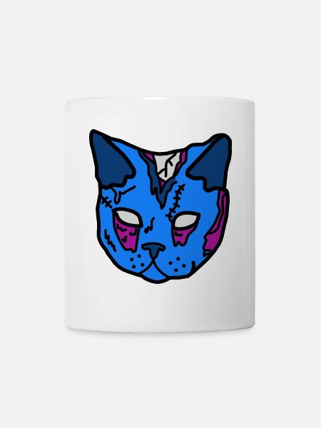 Blue Cat Mask Patchwork - Mug - white