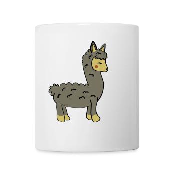 Verspieltes Lama mit Zopf und Knopfohren - Tasse - Weiß - Vorne