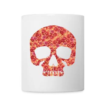 Totenkopf mit Blumen - Tasse - Weiß - Vorne