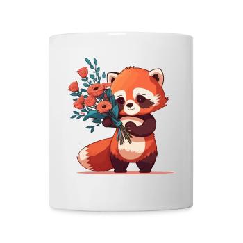 Panda roux à fleurs - Mug blanc - blanc - Devant