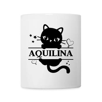 T-Shirt Aquilina T-Shirt Katze Geschenkidee Katze Katze - Tasse - Weiß - Vorne