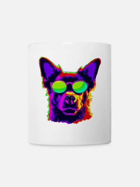 Stylish four-legged friend with sunglasses - Mug - white