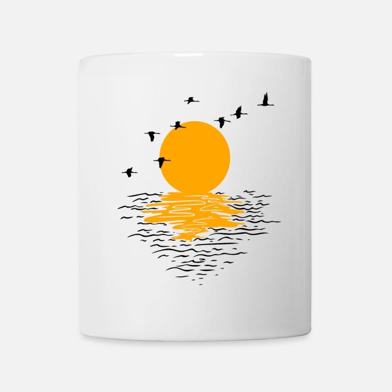 Wildgänse Kraniche Frühling - Tasse - Weiß