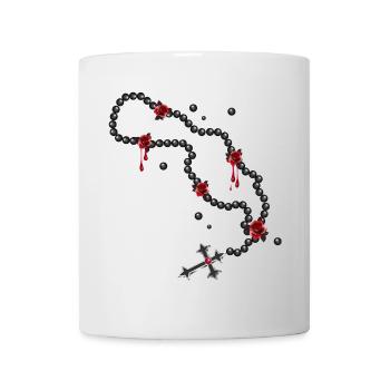 Rosary drawing with beads and roses - Mug - white - Front