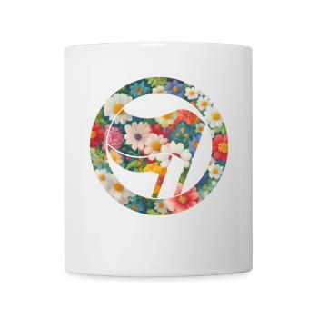 Antifa et fleurs - Mug blanc - blanc - Devant