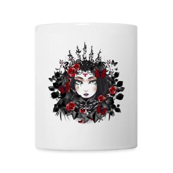 Victorian Gothic queen with crown and roses - Mug - white - Front
