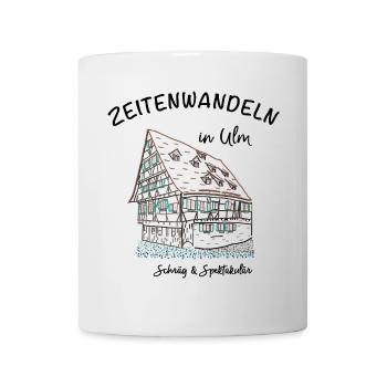 Ulm, Schräg und Spektakulär, Handzeichnung - Tasse - Weiß - Vorne