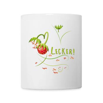 Erdbeerzeit, lecker, Erdbeere - Tasse - Weiß - Vorne