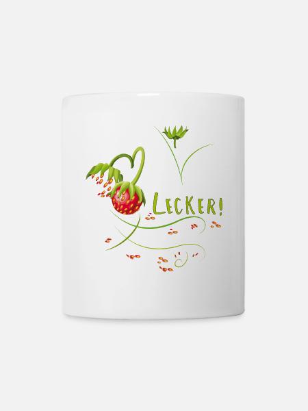 Erdbeerzeit, lecker, Erdbeere - Tasse - Weiß