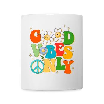 Gute Laune, Frieden und Liebe, Sommer - Tasse - Weiß - Vorne