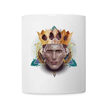 kunstvolles markantes Porträt Mann mit Krone König - Tasse - Weiß - Vorne