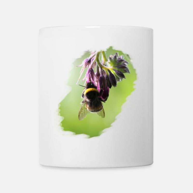 Abeille sur fleur gros plan - Mug blanc - blanc