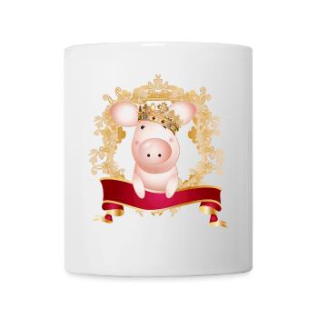 Cochon avec couronne dans un cadre et une bannière magnifiques - Mug blanc - blanc - Devant