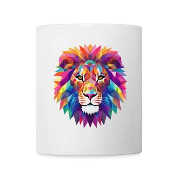 Bunter Löwenkopf mit geometrischen Mustern - Tasse - Weiß - Vorne