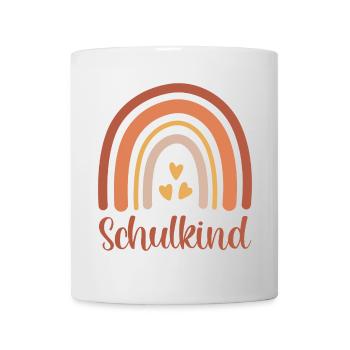 Schulkind Regenbogen Schulanfang Einschulung 2026 - Tasse - Weiß - Vorne