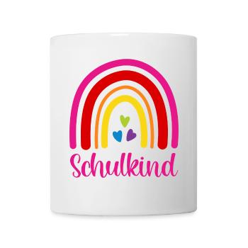 Schulkind Regenbogen Schulanfang Einschulung 2026 - Tasse - Weiß - Vorne