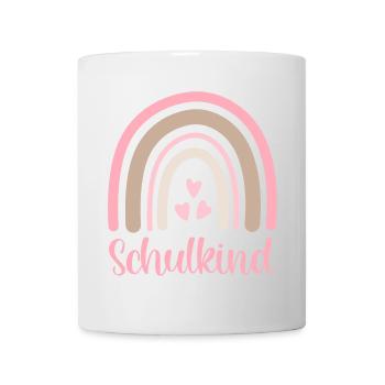 Schulkind Regenbogen Schulanfang Einschulung 2026 - Tasse - Weiß - Vorne