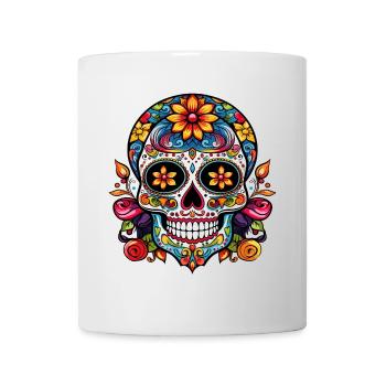 Mexikanischer Zuckerschädel - Tasse - Weiß - Vorne