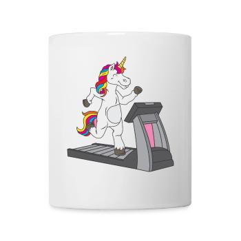 Sportliches Einhorn auf dem Laufband - - Tasse - Weiß - Vorne