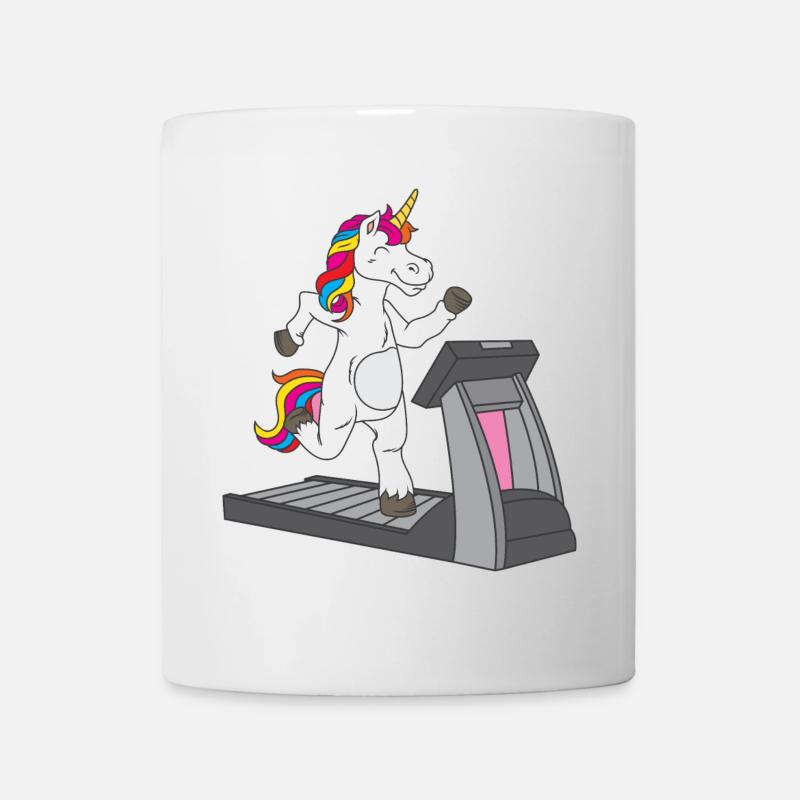 Sporty unicorn on the treadmill - - Mug - white