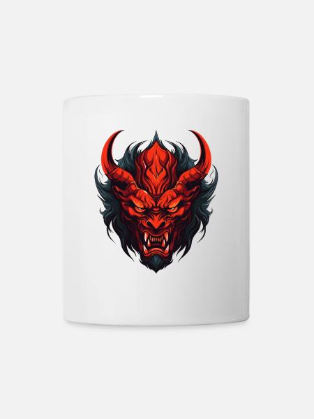 Tête de démon effrayante - Mug blanc - blanc