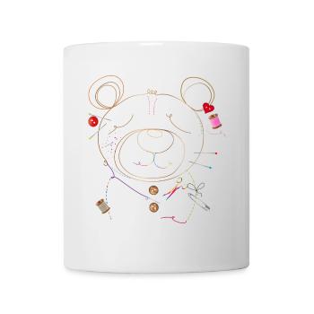 filigraner Bär aus feinen Linien sticken und nähen - Tasse - Weiß - Vorne