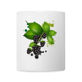 dark purple blackberries with leaves as graffiti - Mug - white - Front