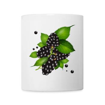 beautiful dark purple blackberries with leaves - Mug - white - Front