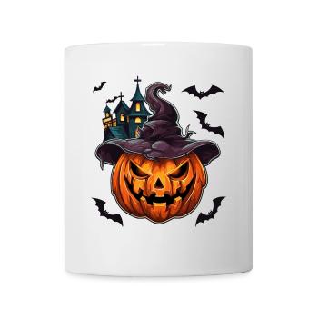 Halloween pumpkin and its haunted castle - Mug - white - Front