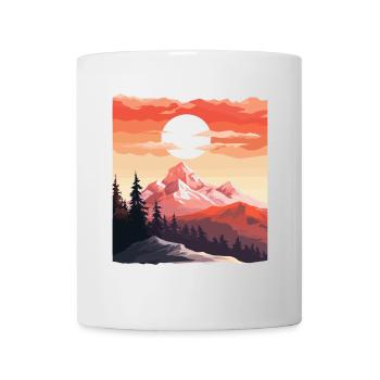 Landschaft eines Sonnenuntergangs über einem Berg - Tasse - Weiß - Vorne