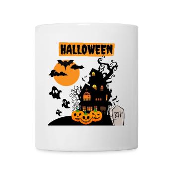 Halloween-Szene mit Kürbissen - Tasse - Weiß - Vorne