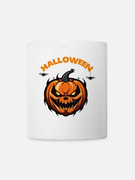 Halloween, ein aggressiver Kürbis - Tasse - Weiß